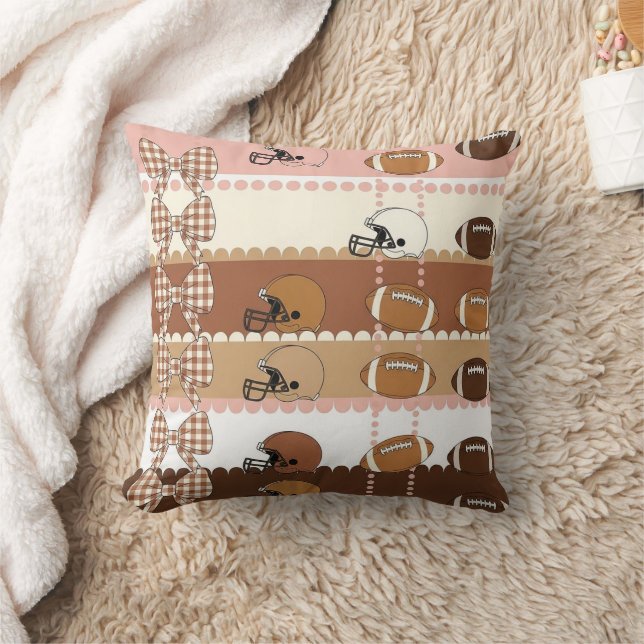 Coquette Football Bows Leopard Pattern (5) Throw Pillow (Blanket)