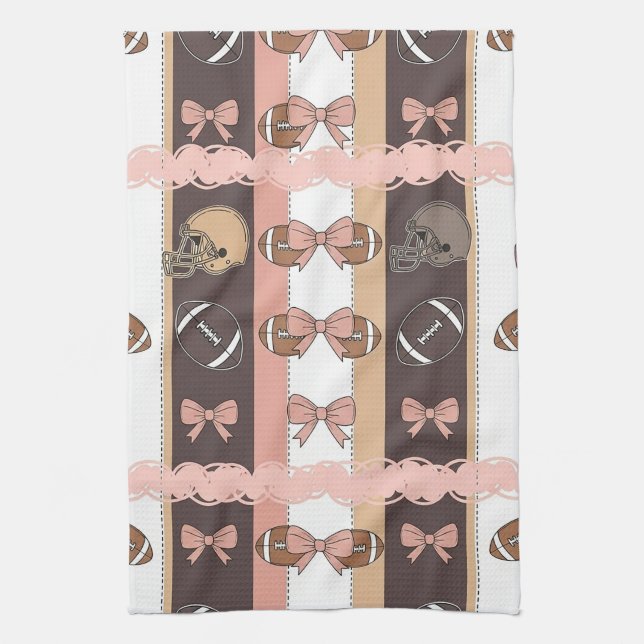 Coquette Football Bows Leopard Pattern (6) Kitchen Towel (Vertical)