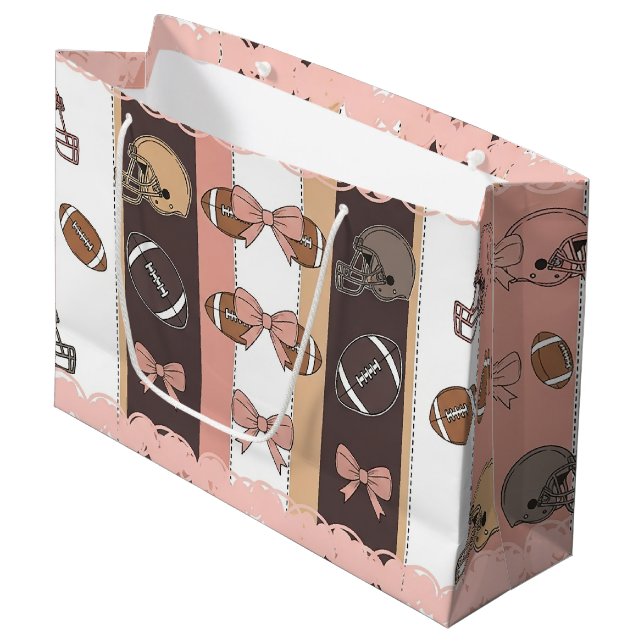 Coquette Football Bows Leopard Pattern (6) Large Gift Bag (Front Angled)