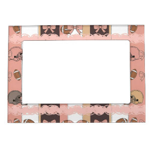 Coquette Football Bows Leopard Pattern (6) Magnetic Frame