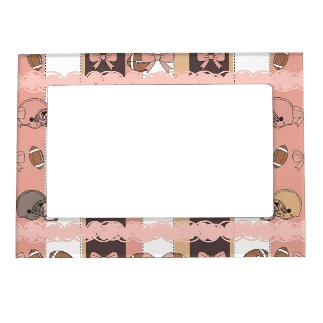Coquette Football Bows Leopard Pattern (6) Magnetic Frame (Front)