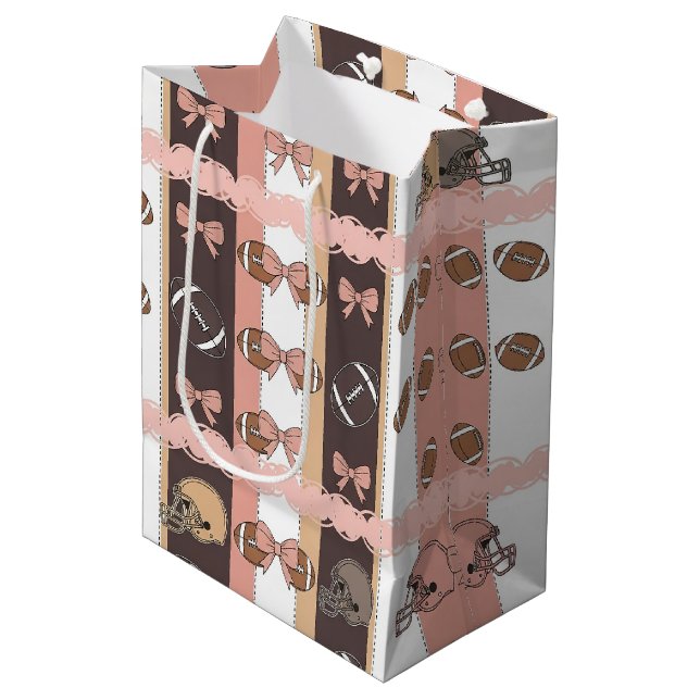 Coquette Football Bows Leopard Pattern (6) Medium Gift Bag (Front Angled)