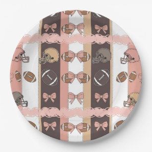 Coquette Football Bows Leopard Pattern (6) Paper Plates