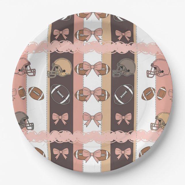 Coquette Football Bows Leopard Pattern (6) Paper Plates (Front)