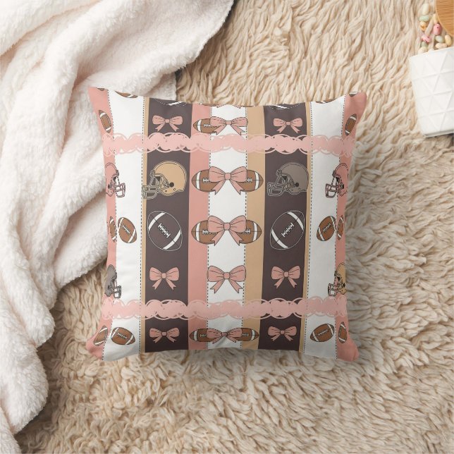 Coquette Football Bows Leopard Pattern (6) Throw Pillow (Blanket)
