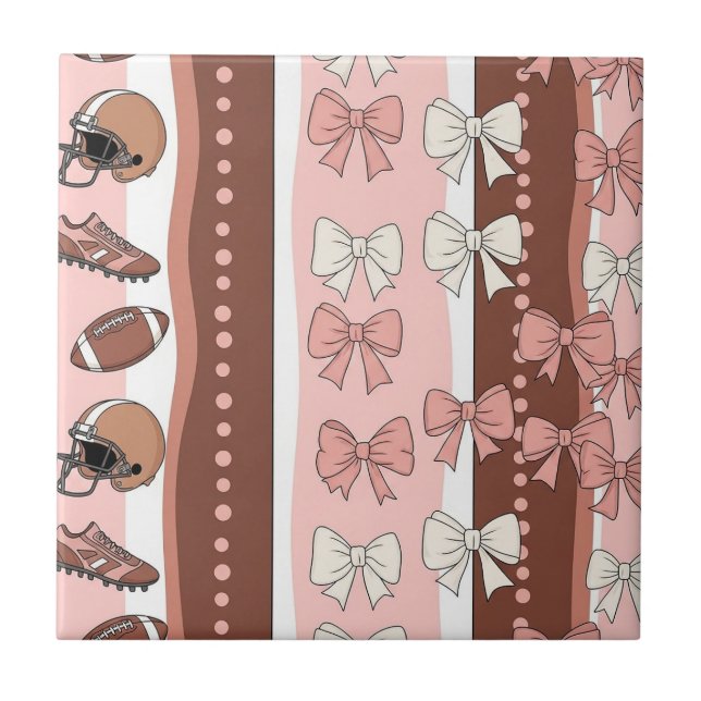 Coquette Football Bows Leopard Pattern (7) Ceramic Tile (Front)