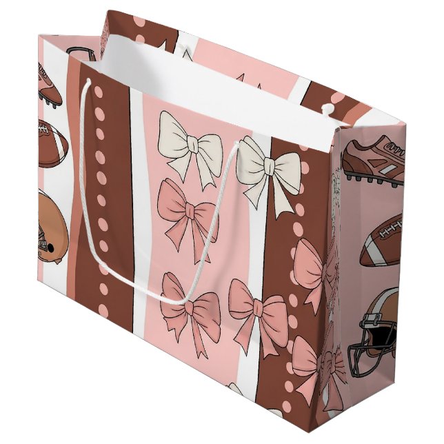 Coquette Football Bows Leopard Pattern (7) Large Gift Bag (Front Angled)