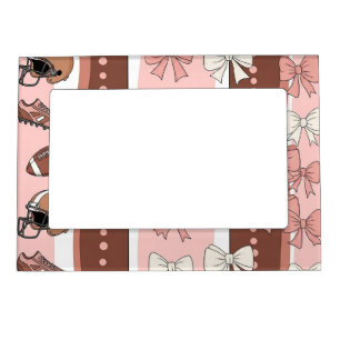 Coquette Football Bows Leopard Pattern (7) Magnetic Frame