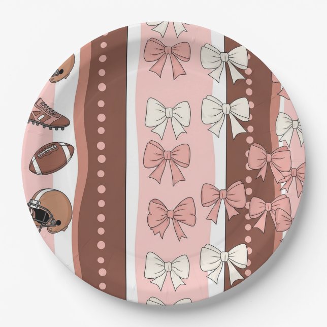 Coquette Football Bows Leopard Pattern (7) Paper Plates (Front)