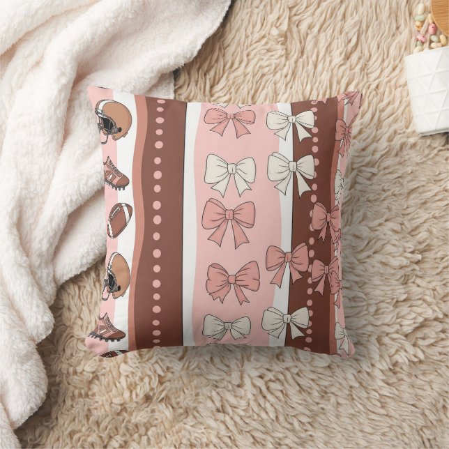 Coquette Football Bows Leopard Pattern (7) Throw Pillow (Blanket)