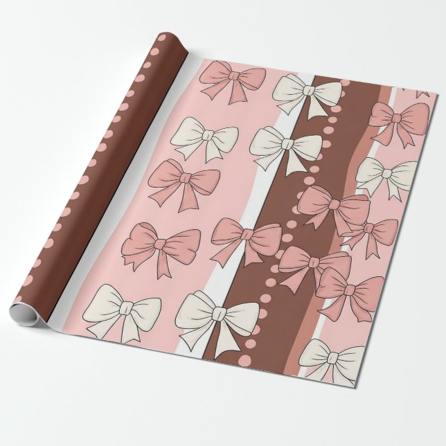 Coquette Football Bows Leopard Pattern (7) Wrapping Paper (Unrolled)