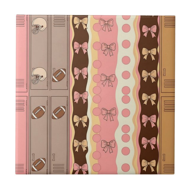 Coquette Football Bows Leopard Pattern (8) Ceramic Tile (Front)