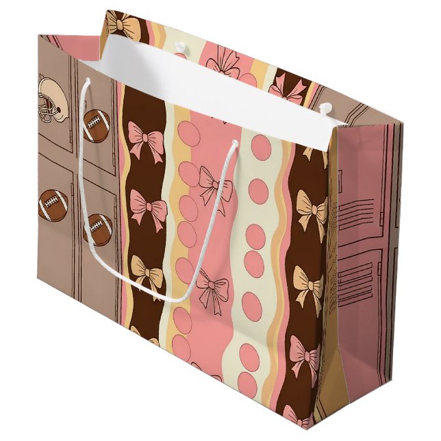 Coquette Football Bows Leopard Pattern (8) Large Gift Bag (Front Angled)