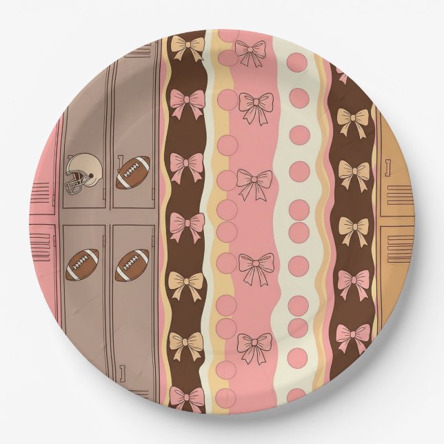 Coquette Football Bows Leopard Pattern (8) Paper Plates (Front)