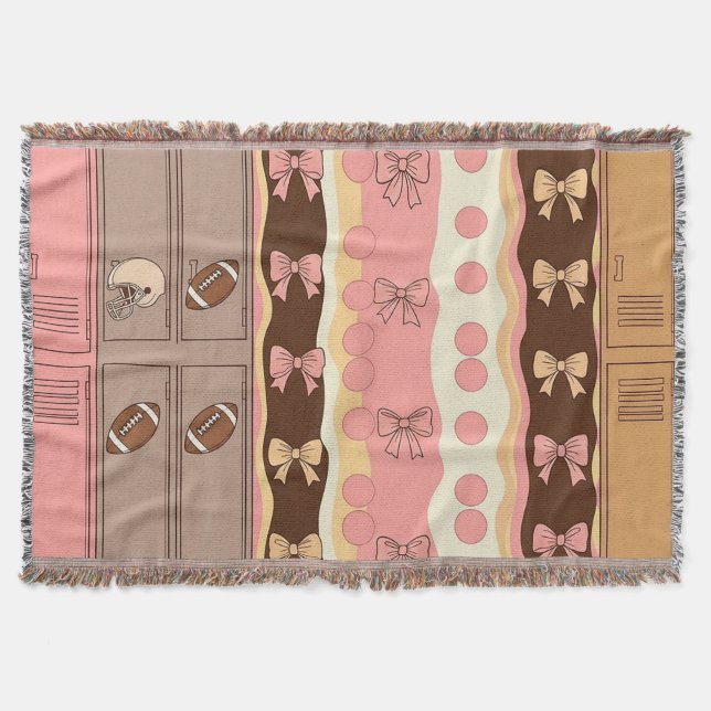 Coquette Football Bows Leopard Pattern (8) Throw Blanket (Front)