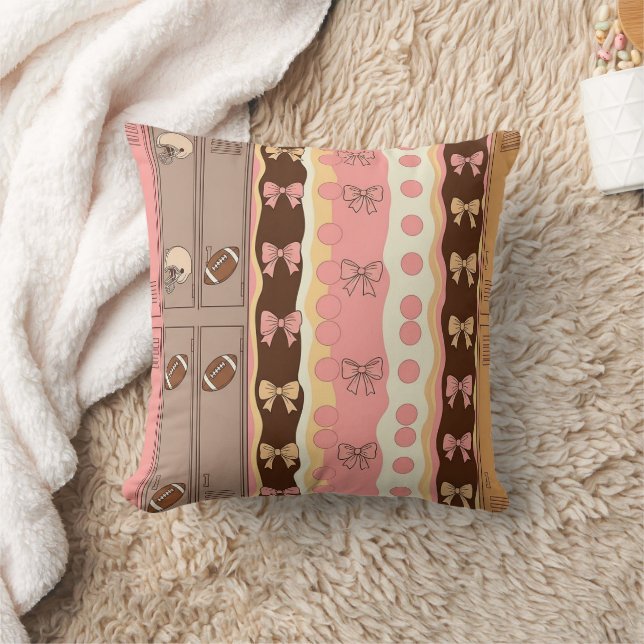 Coquette Football Bows Leopard Pattern (8) Throw Pillow (Blanket)