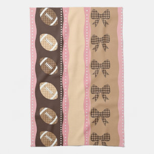 Coquette Football Bows Leopard Pattern (9) Kitchen Towel
