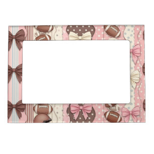 Coquette Football Bows Leopard Pattern (9) Magnetic Frame