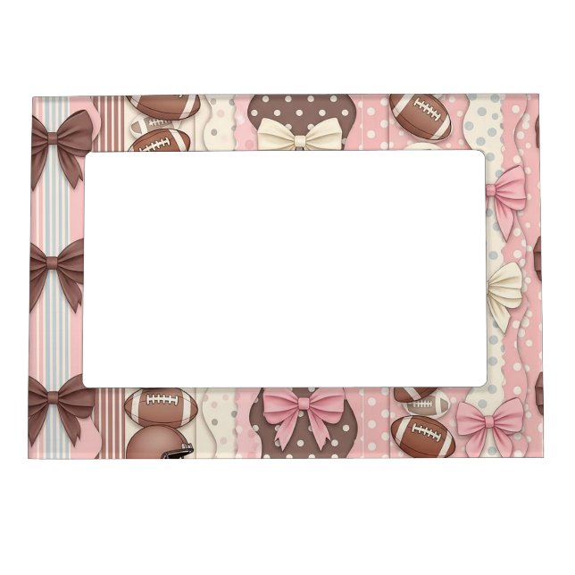 Coquette Football Bows Leopard Pattern (9) Magnetic Frame (Front)