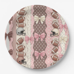 Coquette Football Bows Leopard Pattern (9) Paper Plates