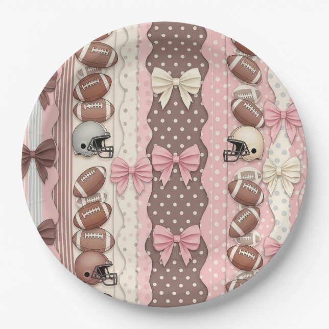 Coquette Football Bows Leopard Pattern (9) Paper Plates (Front)