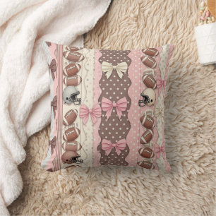 Coquette Football Bows Leopard Pattern (9) Throw Pillow
