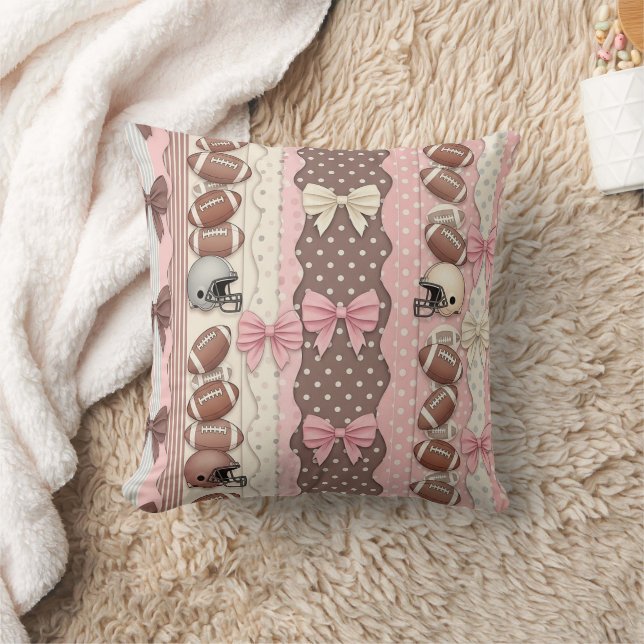 Coquette Football Bows Leopard Pattern (9) Throw Pillow (Blanket)