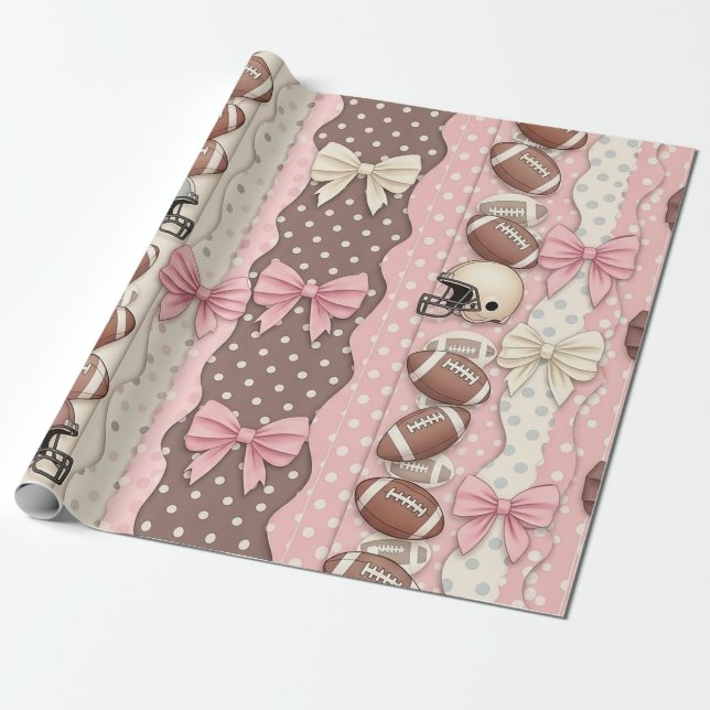 Coquette Football Bows Leopard Pattern (9) Wrapping Paper (Unrolled)