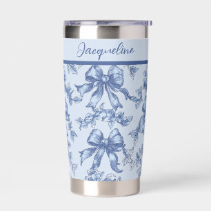 Coquette French Blue Toile Bride Bachelorette Insulated Tumbler