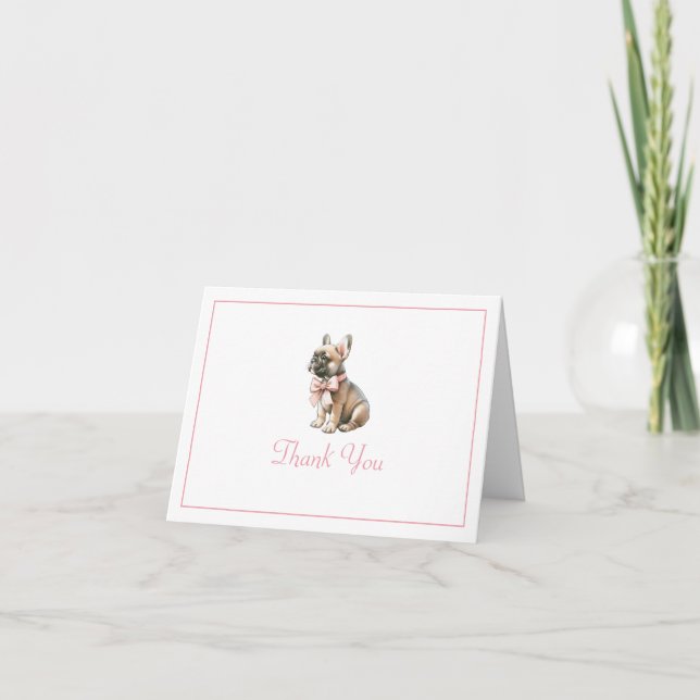 Coquette Frenchie Letterpress Thank You Card (Front)