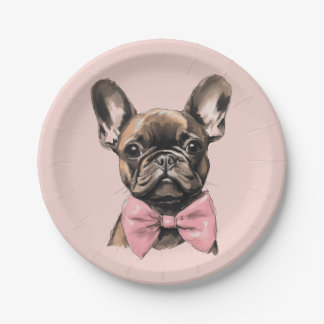 Coquette Frenchie Paper Plates