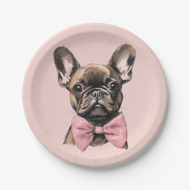 Coquette Frenchie Paper Plates (Front)