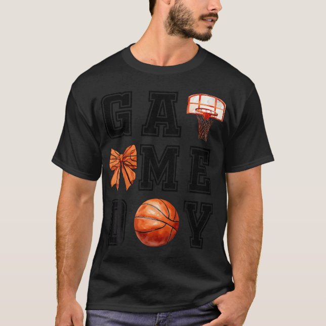 Coquette Game Day Basketball Mama Mom Basketball S T-Shirt (Front)