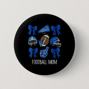 Coquette Game Day Football Mom Team Sport Cheer Fo Button