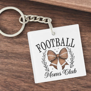 Coquette Game Day Football Moms Club Keychain