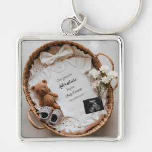 Coquette Gender Neutral Pregnancy Announcement  Keychain