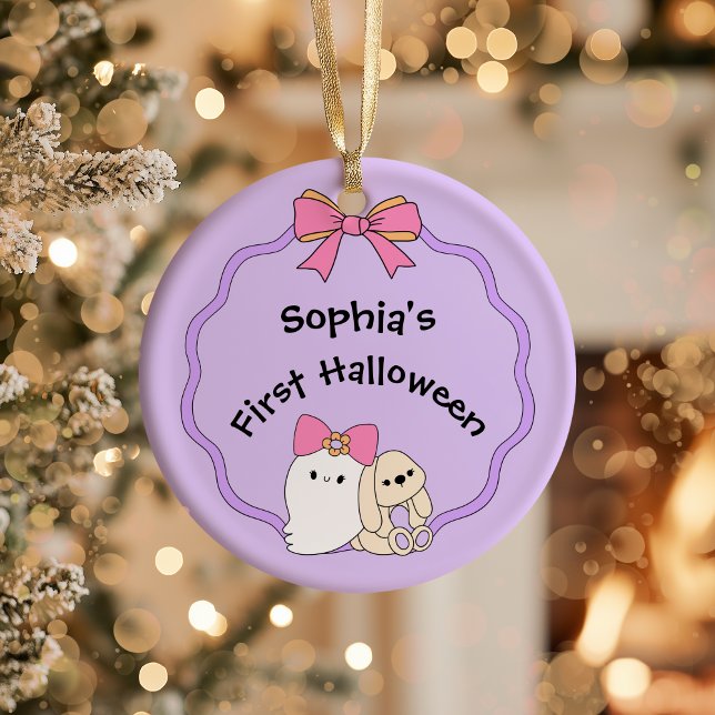 Coquette Ghost First Halloween Photo Ornament (Creator Uploaded)