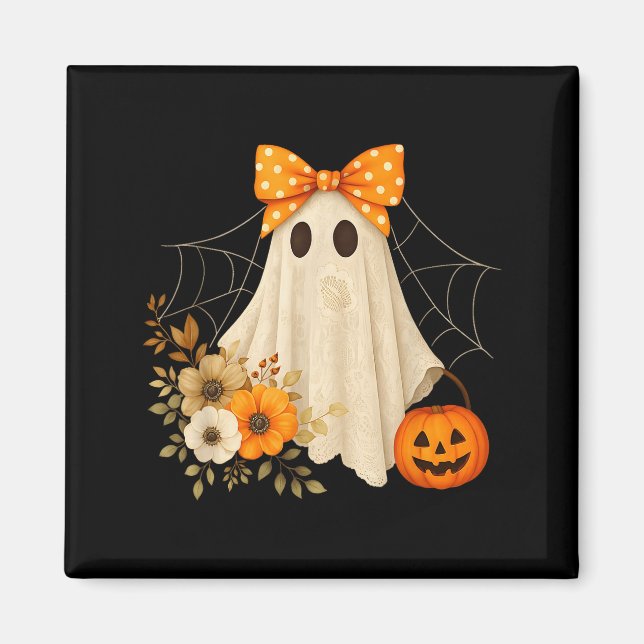 Coquette Ghost Halloween Flower Ghost Soky Lace Gh Magnet (Front)