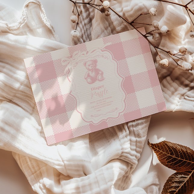 Coquette Gingham French Teddy Diapper Raffle Enclosure Card (Creator Uploaded)