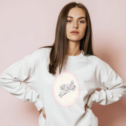 Coquette Girl _ Trendy Bunny with pink bow Hoodie