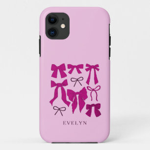 Coquette Girly Bows Magenta iPhone 11 Case