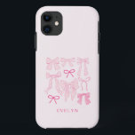 Coquette Girly Bows Pink iPhone 11 Case<br><div class="desc">Coquette and whimsical phone case featuring hand drawn illustration of pink bows.</div>