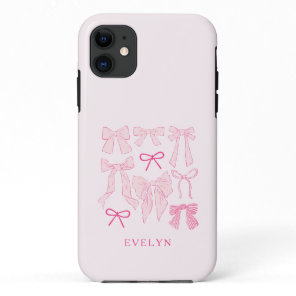 Coquette Girly Bows Pink iPhone 11 Case