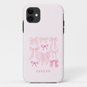 Coquette Girly Bows Pink iPhone 11 Case