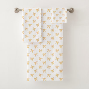 Coquette Gold Sparkle Bow Bath Towel Set