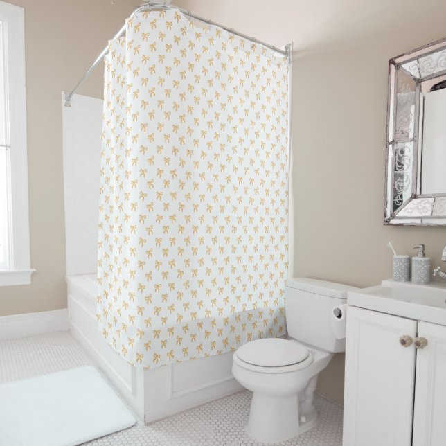 Coquette Gold Sparkle Bow  Shower Curtain (In Situ)