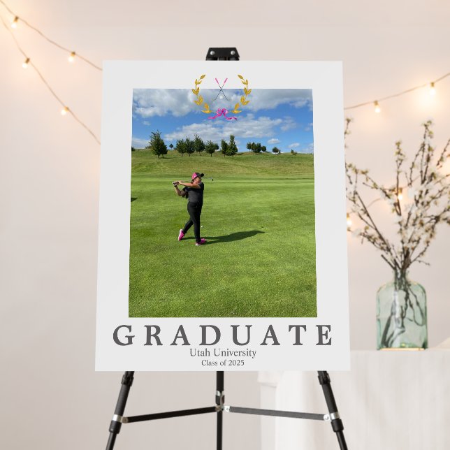 Coquette Golf & Golfer Graduation Party Sign  (In Situ (Stand))