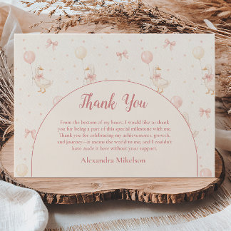 Coquette Goose 1st Birthday Thank You Card