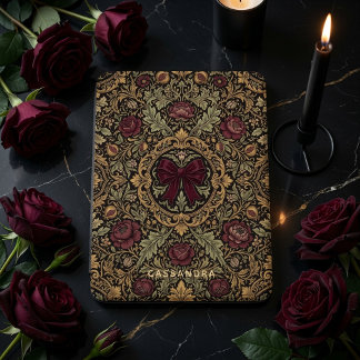 Coquette Gothic Floral Kindle Case, Custom Name Cover