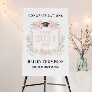 Coquette Graduation Crest w/ Bow Welcome Foam Board